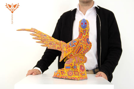 Ara Huichol Art Sculpture - Wexik+a - Huichol Art - Marakame