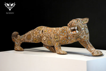Skulptur Huichol Art - Jaguar - Maye - Huichol Art - Marakame