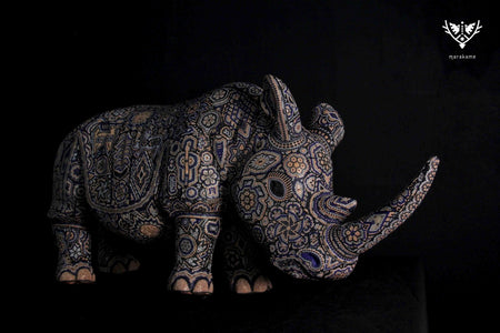 Sculpture d'art Huichol - Rhinocéros Haiyuawita - Art Huichol - Marakame
