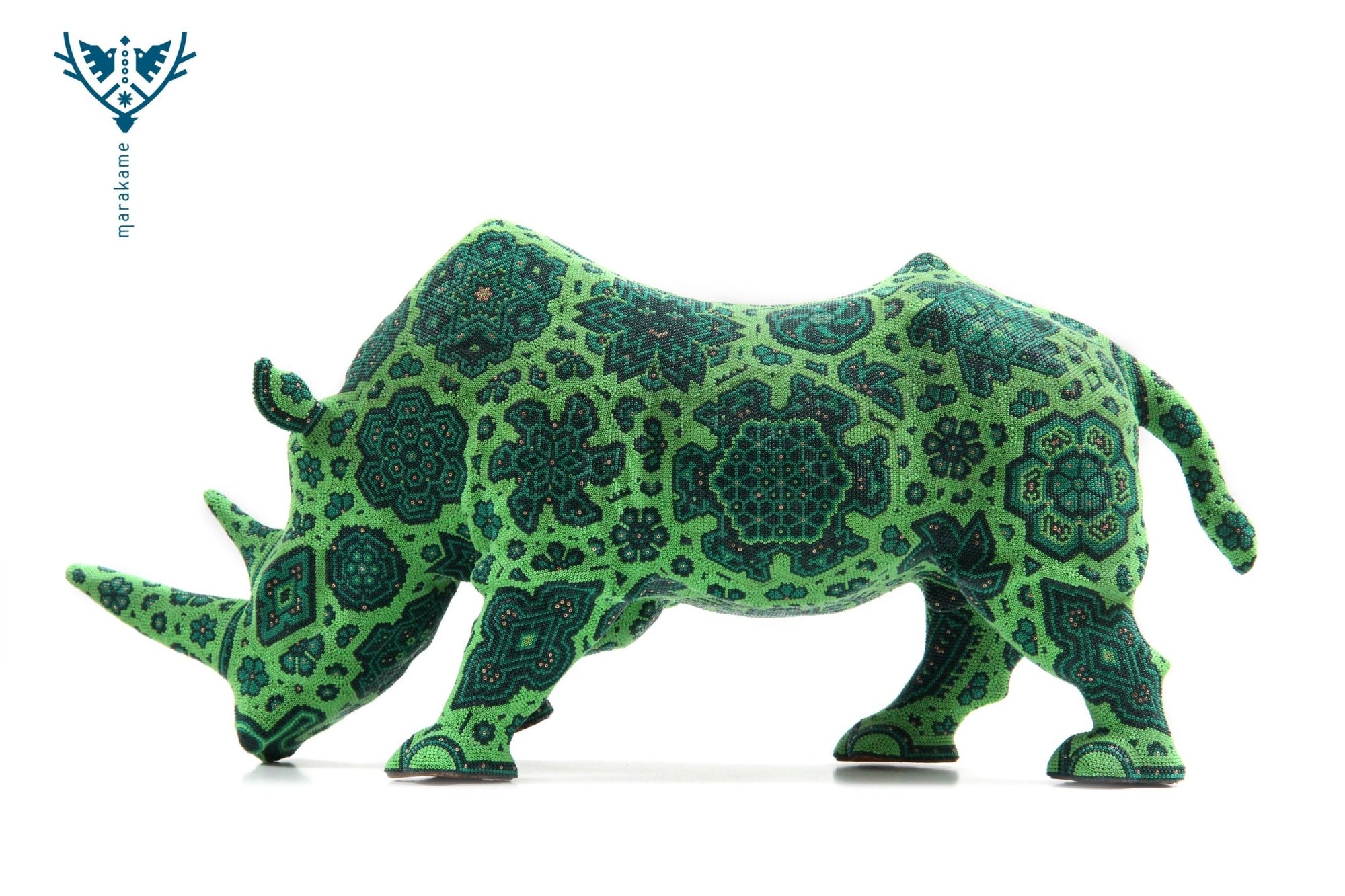 Sculpture d'art Huichol - Hikuri Rhino - Art Huichol - Marakame