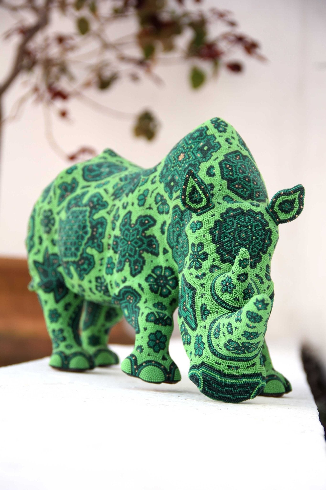 Huichol Art Sculpture - Hikuri Rhino - Huichol Art - Marakame