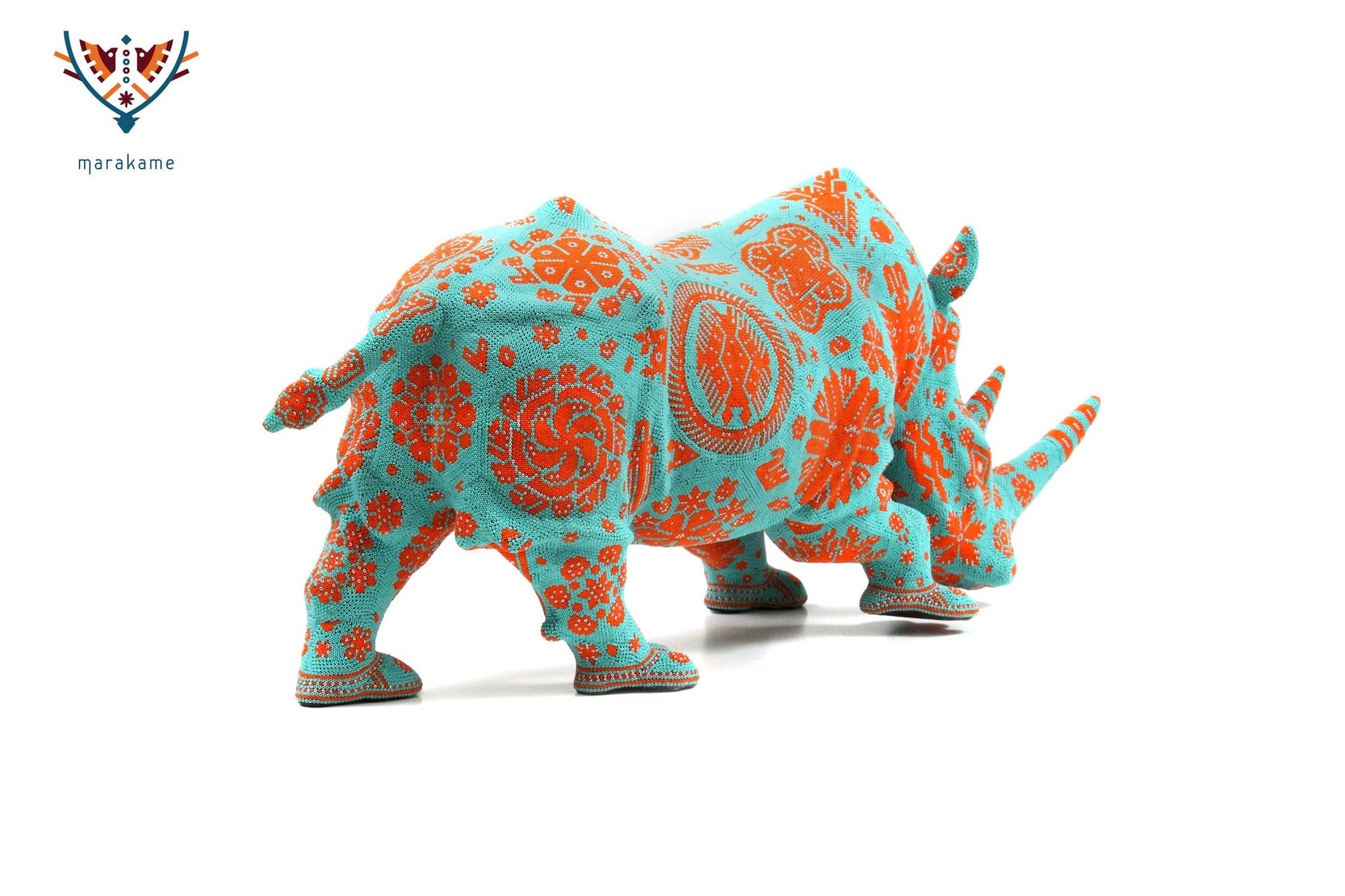 Huichol Art Sculpture - Wexikia Rhinoceros - Huichol Art - Marakame