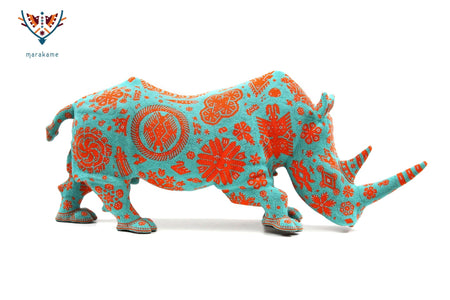 Escultura Arte Huichol - Rinoceronte Wexikia - Arte Huichol - Marakame