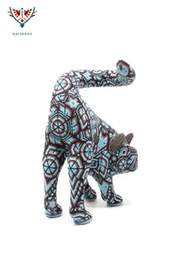 Huichol Tiger Art Sculpture - Huichol Feline Ewi - Huichol Art - Marakame