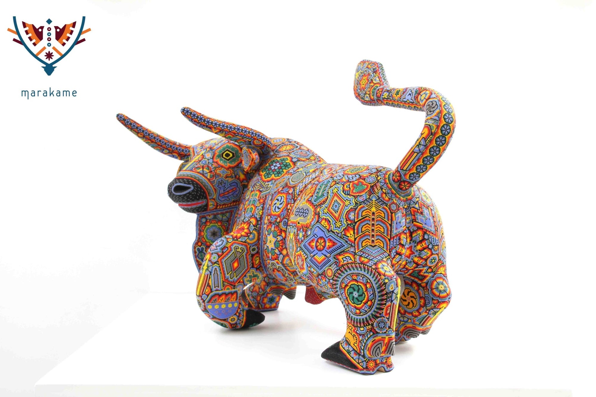 Huichol Bull Art Sculpture - Great Turah - Huichol Art - Marakame