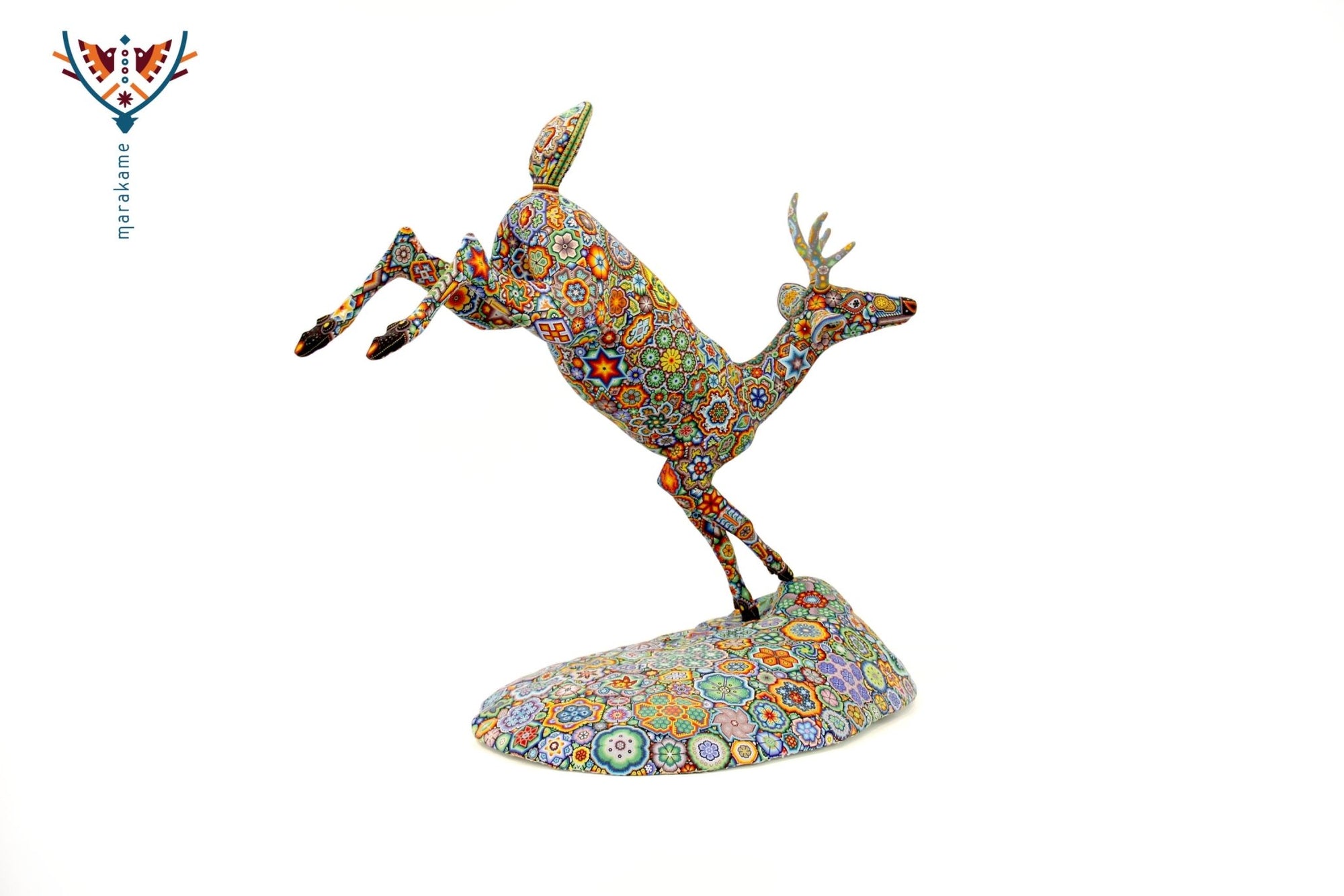 Huichol Art Sculpture - Leaping Deer - Maxa utsik+kame - Huichol Art - Marakame