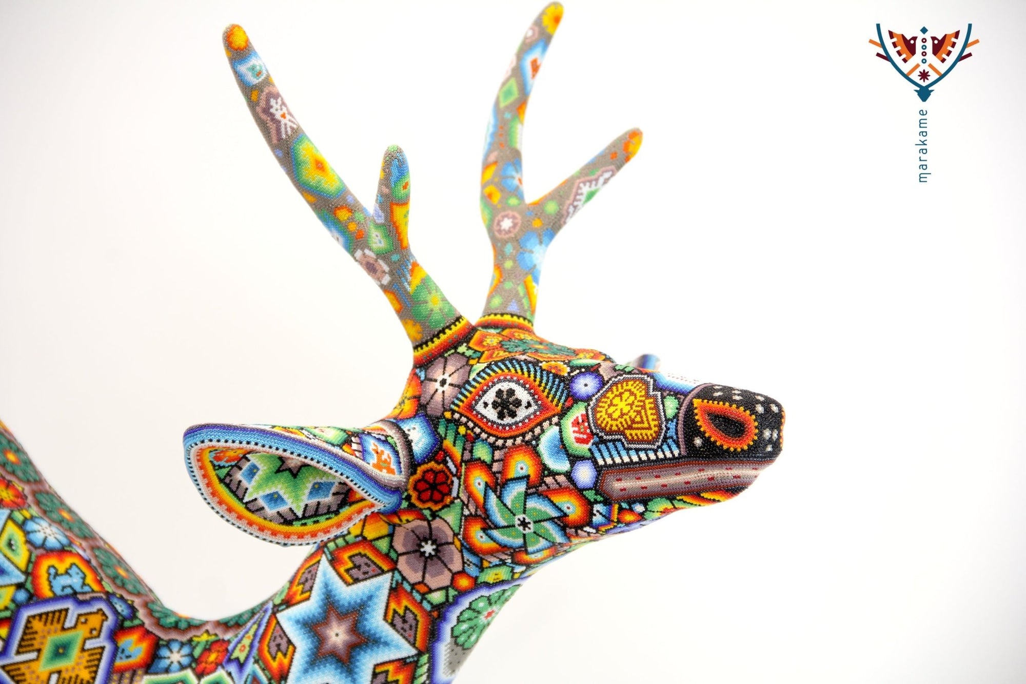 Huichol Art Sculpture - Leaping Deer - Maxa utsik+kame - Huichol Art - Marakame