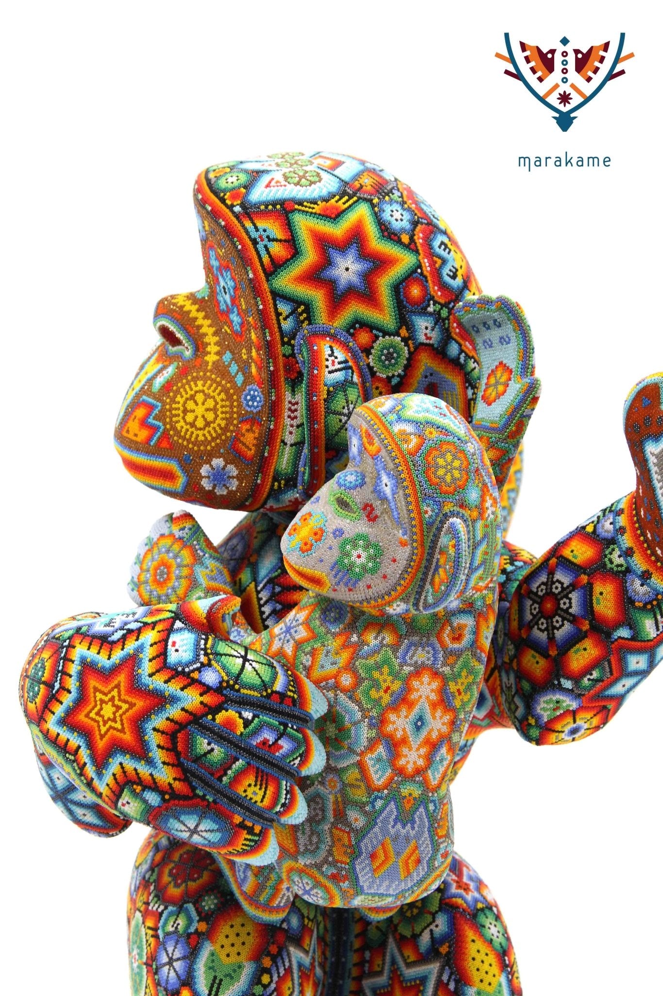 Copal Chango Skulptur mit Baby - Yurienaka - Huichol Kunst - Marakame