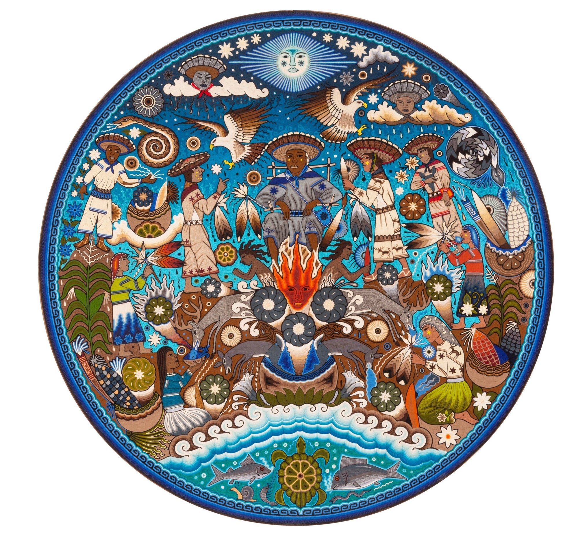 Ite+ri wewiya Haramara tsie timieme - 45 x 45 cm. - 18 x 18 in. - Huichol Art - Marakame