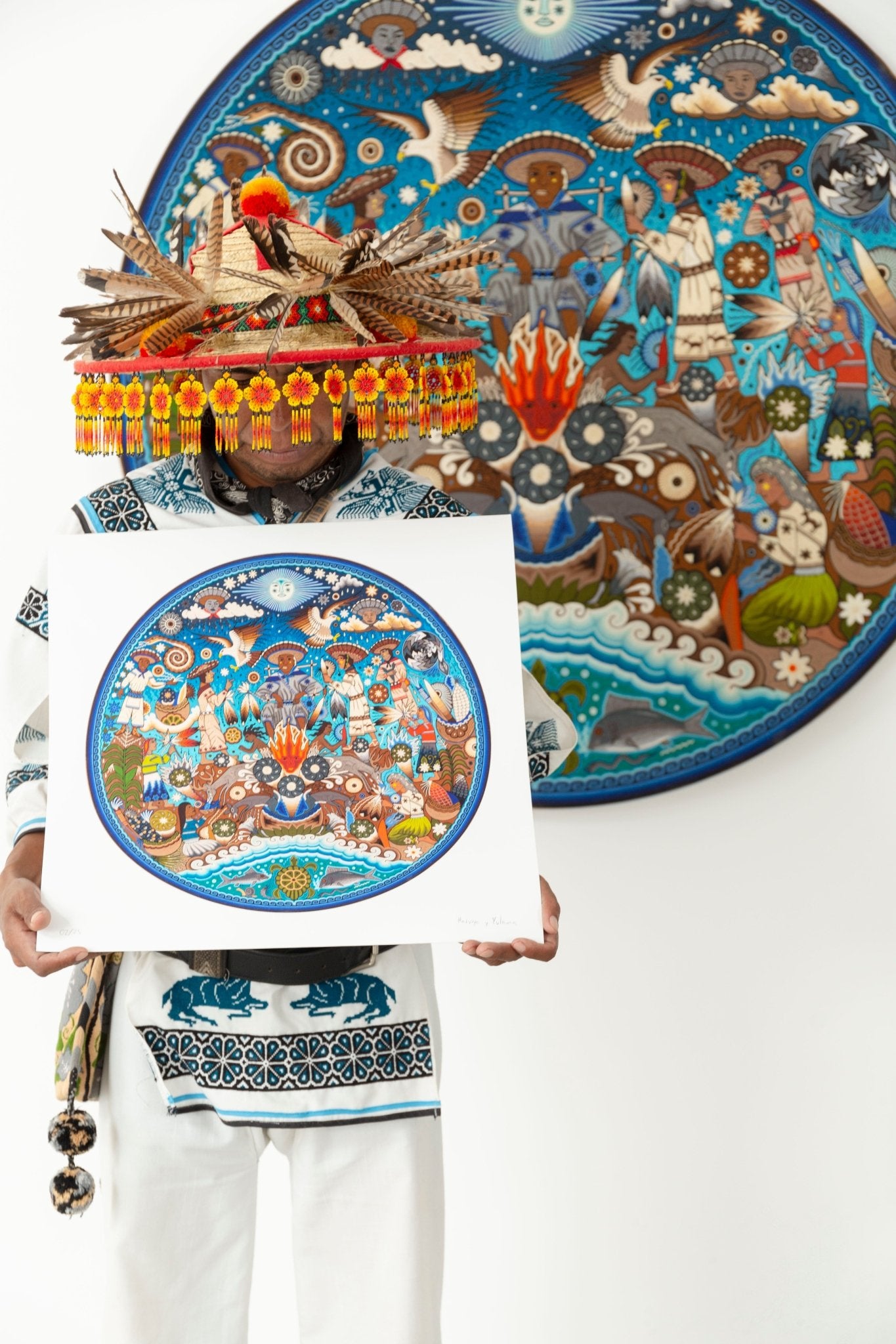 Ite+ri wewiya Haramara tsie timieme - 45 x 45 cm. - 18 x 18 in. - Huichol Art - Marakame