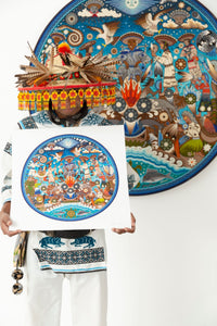 Ite+ri wewiya Haramara tsie timieme - 45 x 45 cm. - 18 x 18 in. - Huichol Art - Marakame
