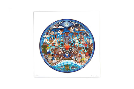 Ite+ri wewiya Haramara tsie timieme - 45 x 45 cm. - 18 x 18 in. - Arte Huichol - Marakame