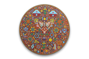 Nierika de Chaquira Círculo Huichol - Calihuey - 120 cm. - Arte Huichol - Marakame