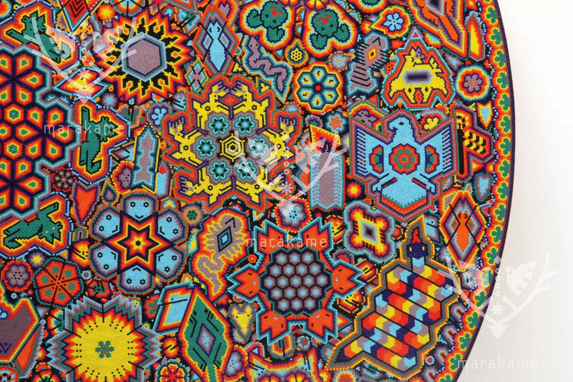 Nierika de Chaquira Círculo Huichol - Calihuey - 120 cm. - Arte Huichol - Marakame