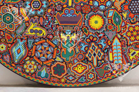 Nierika de Chaquira Círculo Huichol - Calihuey - 120 cm. - Arte Huichol - Marakame