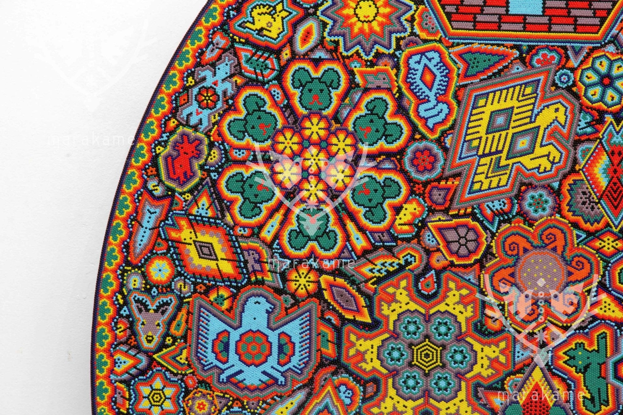 Nierika de Chaquira Círculo Huichol - Calihuey - 120 cm. - Arte Huichol - Marakame
