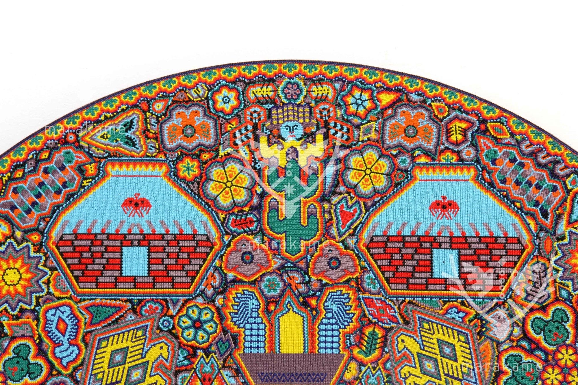Nierika de Chaquira Círculo Huichol - Calihuey - 120 cm. - Arte Huichol - Marakame