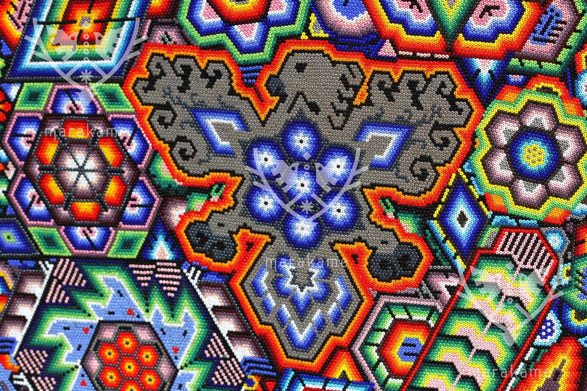 Chaquira Nierika Kreis Huichol - Tatei Yurienaka - 120 cm. - Huichol-Kunst - Marakame