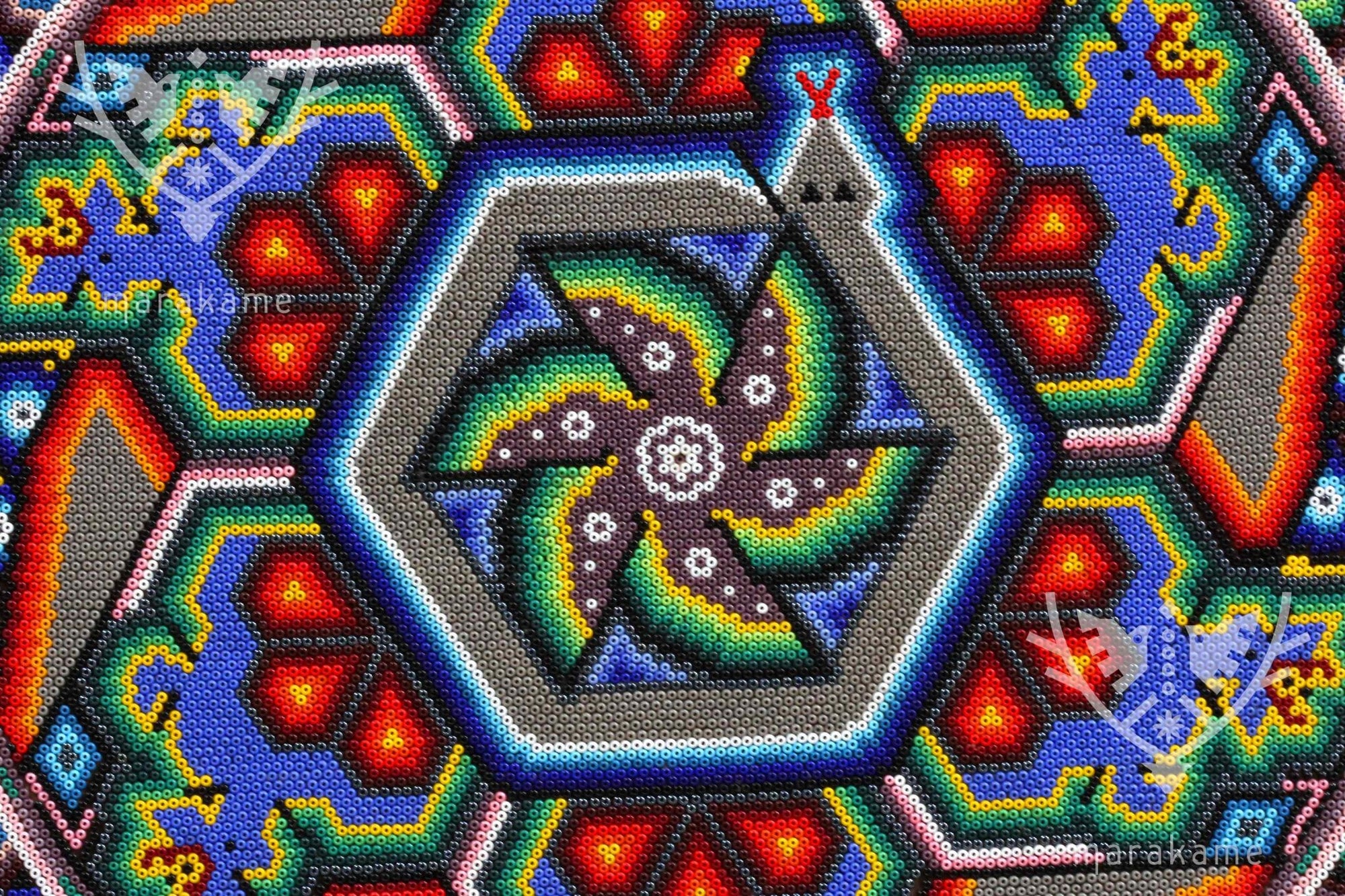 Nierika de Chaquira Circulo Huichol - Tatei Yurienaka - 120 cm. - Arte Huichol - Marakame