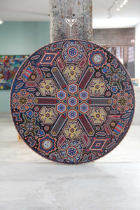 Nierika de Chaquira Huichol Circle - Wexik+a - 90 cm. - Huichol Art - Marakame