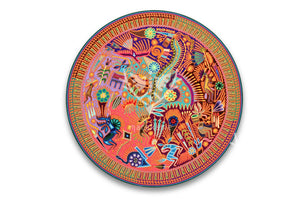 Nierika de Yarn Circle Huichol - Il cervo azzurro - 120 cm. - Arte Huichol - Marakame