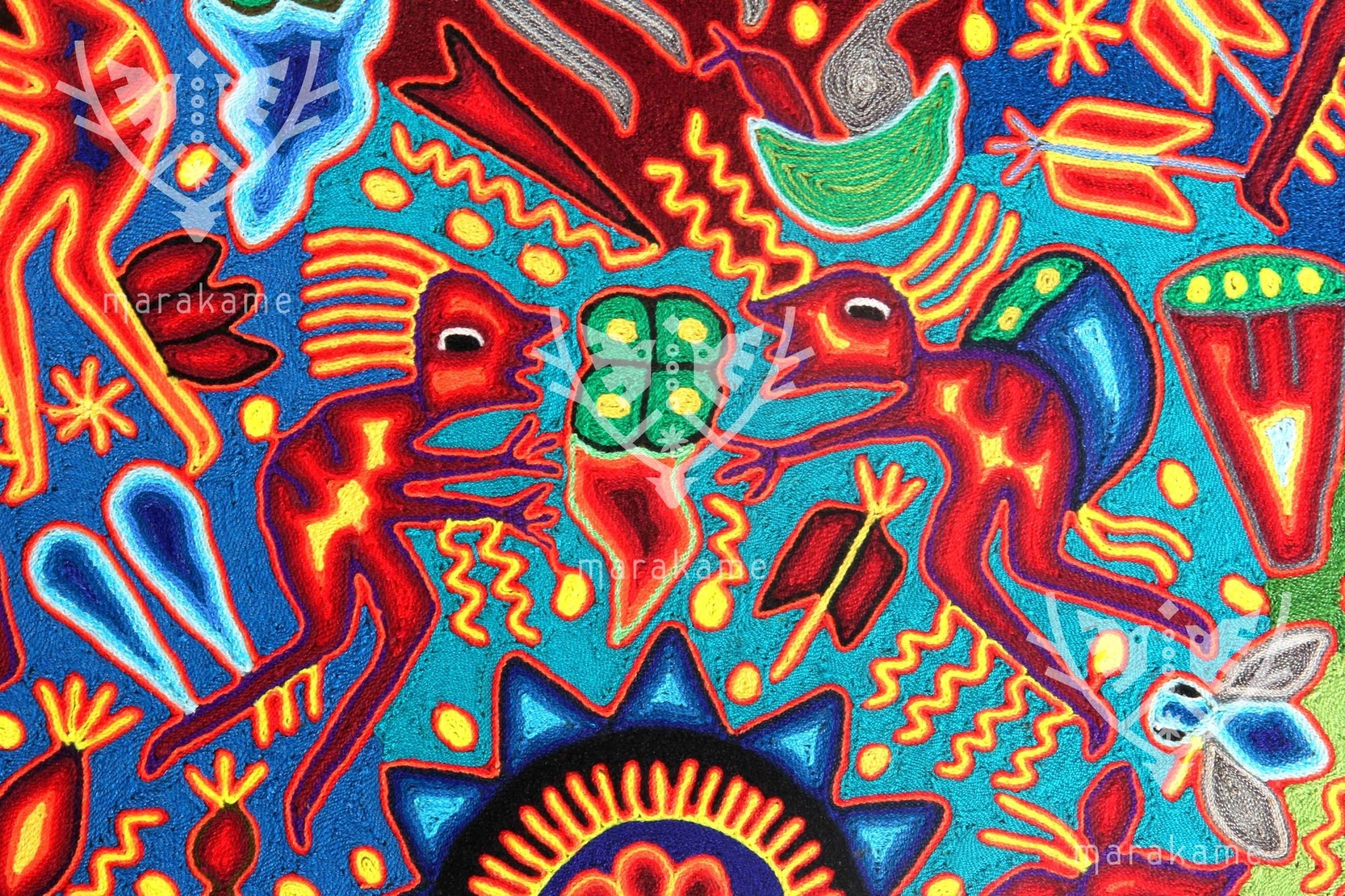 Yarn Nierika Circle Huichol - Hikuri - 120 cm. in diameter - Huichol Art - Marakame