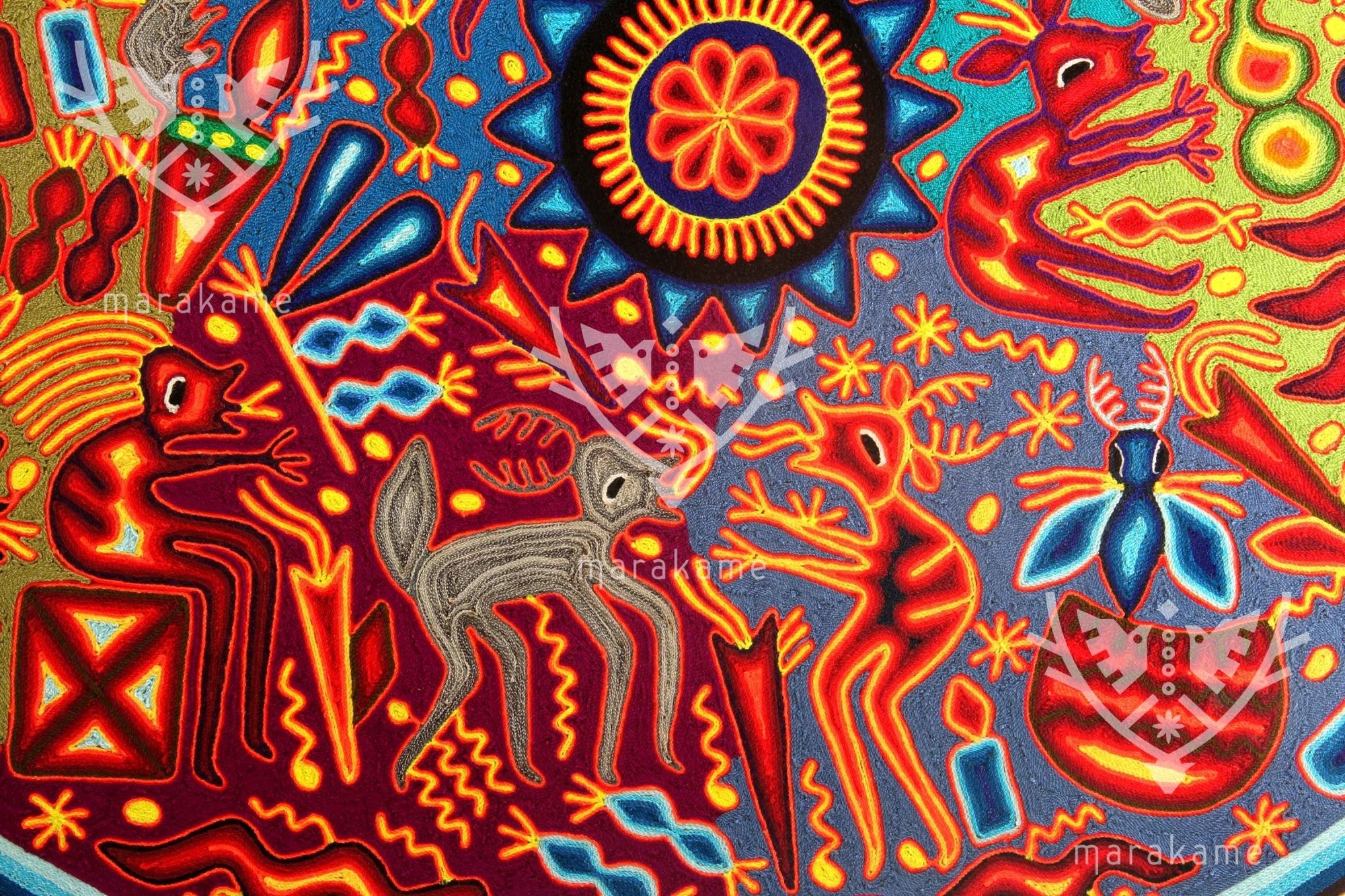 Yarn Nierika Circle Huichol - Hikuri - 120 cm. in diameter - Huichol Art - Marakame