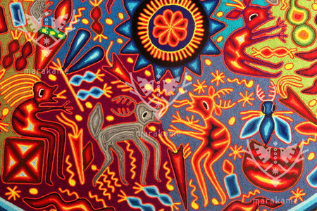 Yarn Nierika Circle Huichol - Hikuri - 120 cm. in diameter - Huichol Art - Marakame