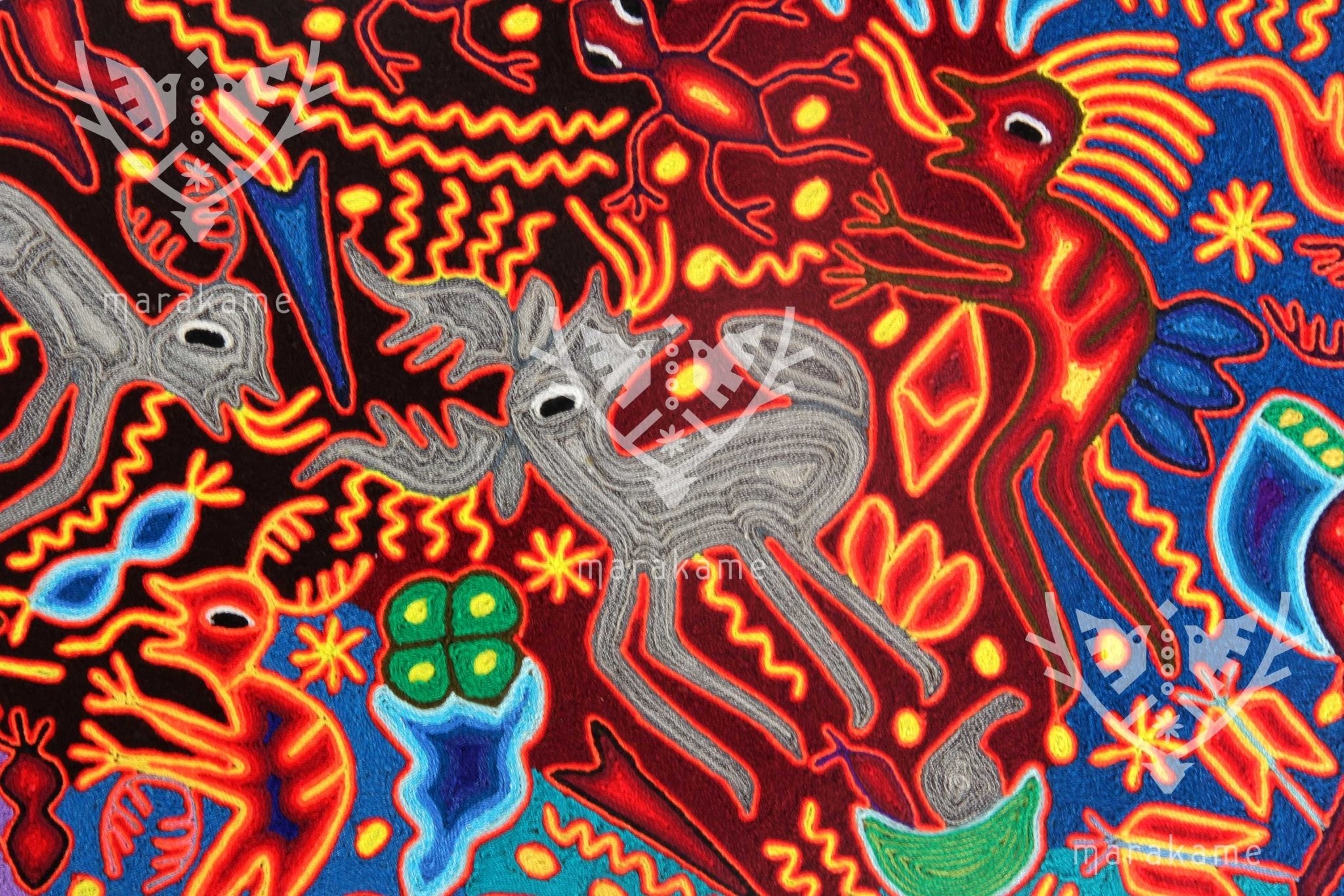 Yarn Nierika Circle Huichol - Hikuri - 120 cm. in diameter - Huichol Art - Marakame