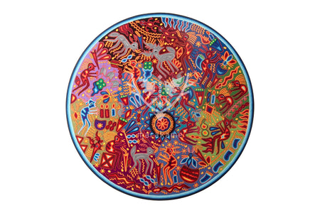 Garn Nierika Circle Huichol - Hikuri - 120 cm. im Durchmesser - Huichol Art - Marakame