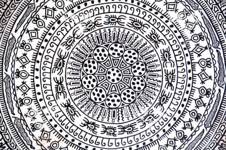 Nierika de Yarn Huichol Circle - The empeyotada chuparrosa - 160 cm. - Huichol Art - Marakame