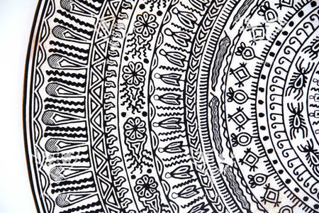 Nierika de Yarn Huichol Circle - L'emeyotada chuparrosa - 160 cm. - Art Huichol - Marakamé