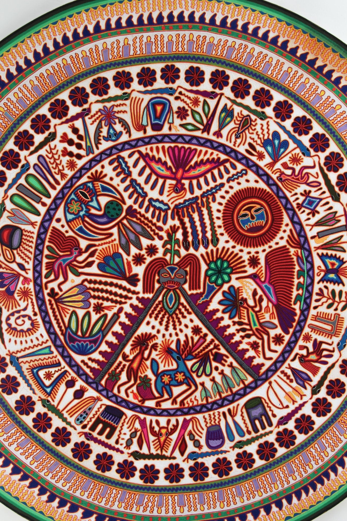 Nierika de Estambre Círculo Huichol - Nakawé - 160 cm. - Arte Huichol - Marakame