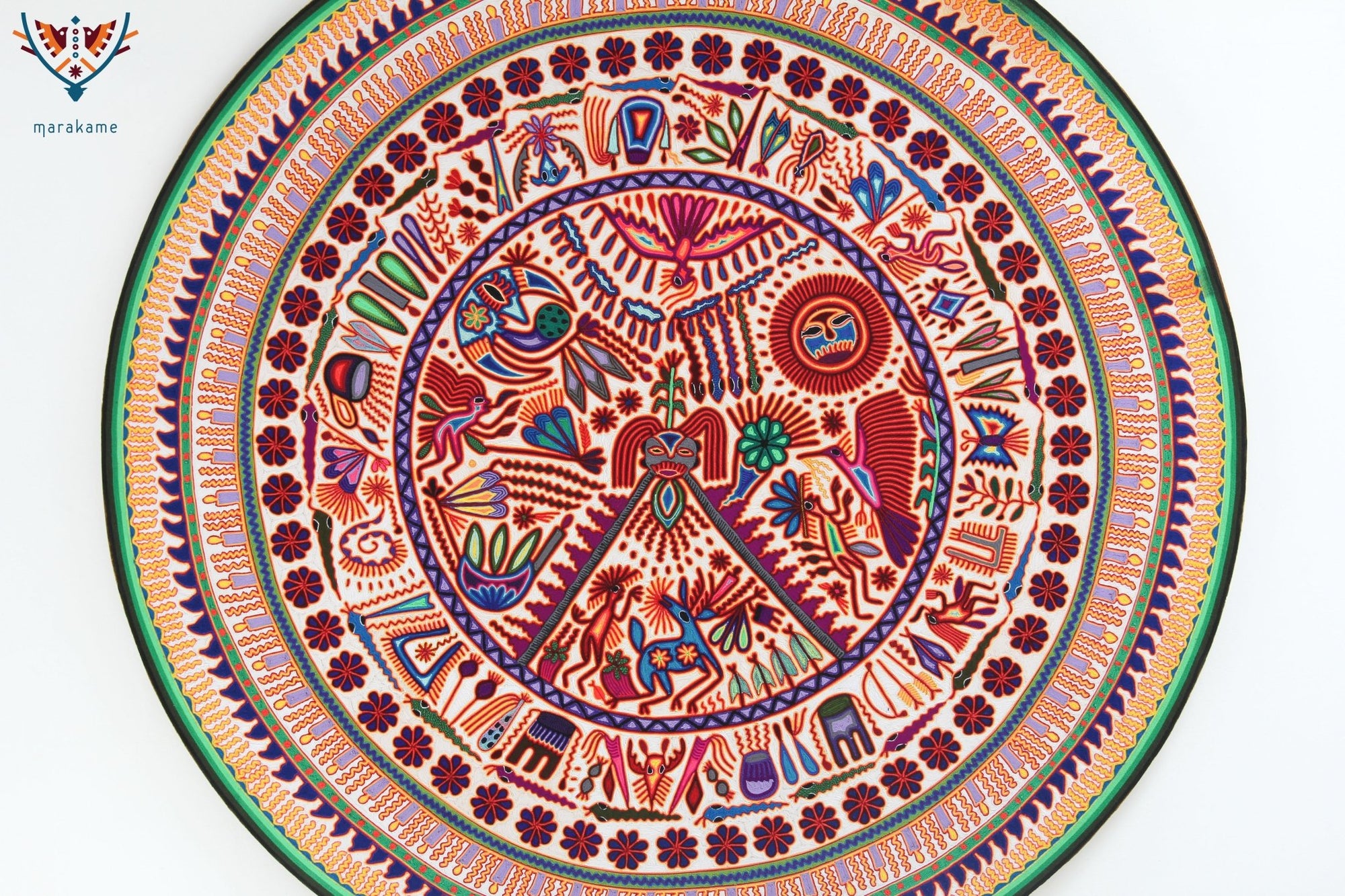 Nierika von Huichol Kreisgarn - Nakawé - 160 cm. - Huichol-Kunst - Marakame