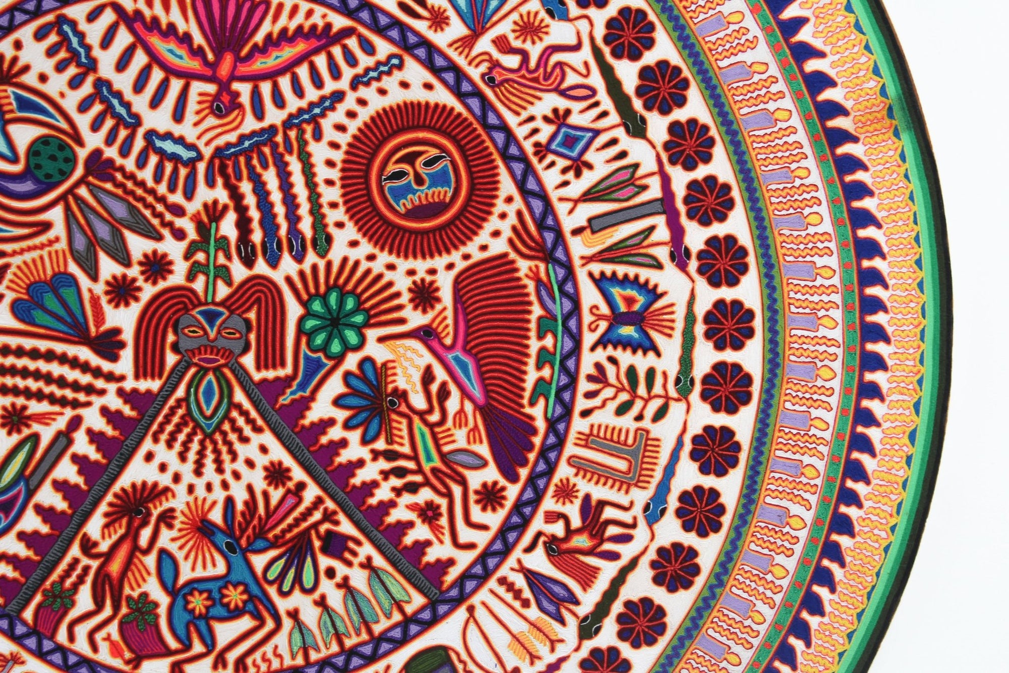 Nierika de Estambre Círculo Huichol - Nakawé - 160 cm. - Arte Huichol - Marakame