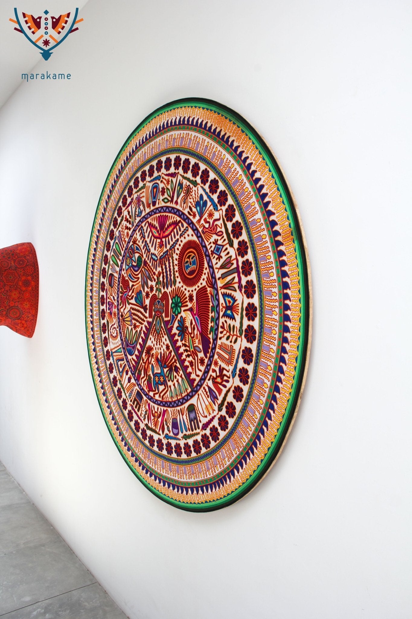 Nierika von Huichol Kreisgarn - Nakawé - 160 cm. - Huichol-Kunst - Marakame