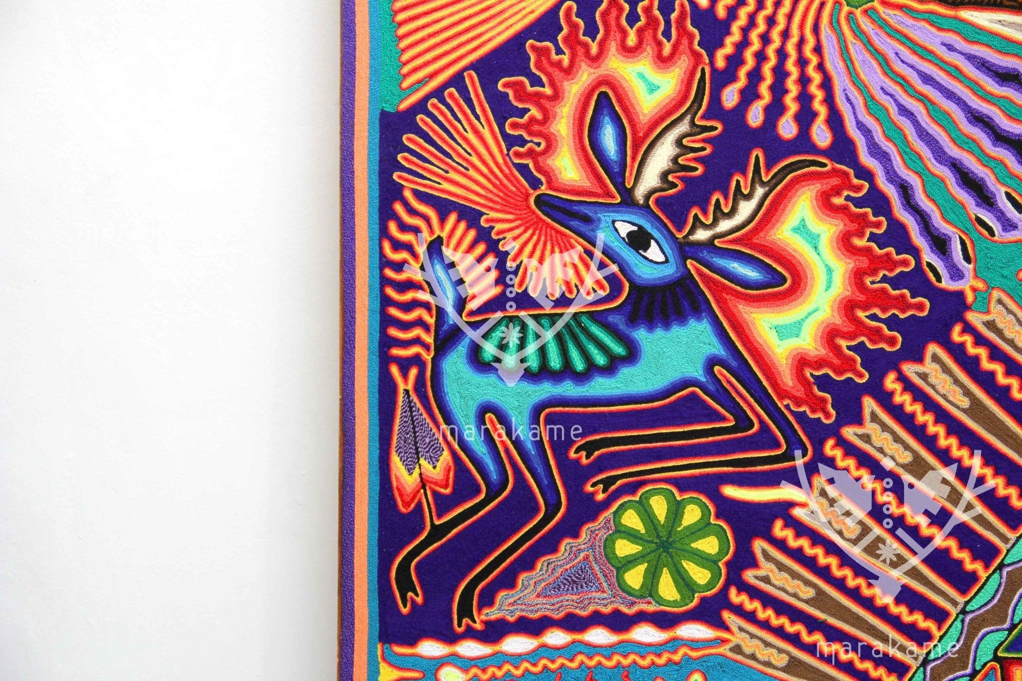 Nierika de Yarn Huichol Quadro - Il rumore della notte - 120 x 120 cm. - Arte Huichol - Marakame