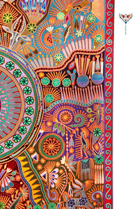 Immagine Nierika de Estambre Huichol - Famiglia Peyote - 2 x 2 m. - Arte Huichol - Marakame