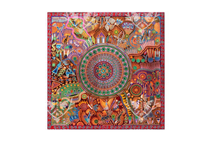 Nierika de Estambre Huichol Bild – Familie Peyote – 2 x 2 m. - Huichol-Kunst - Marakame
