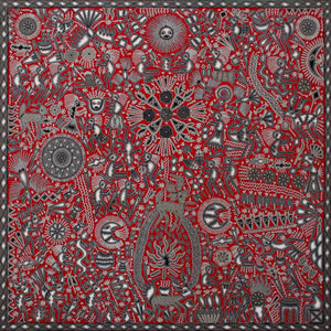 Yarn Nierika Huichol Picture - Hikuri Neixa - 200 x 200 cm. - Huichol Art - Marakame