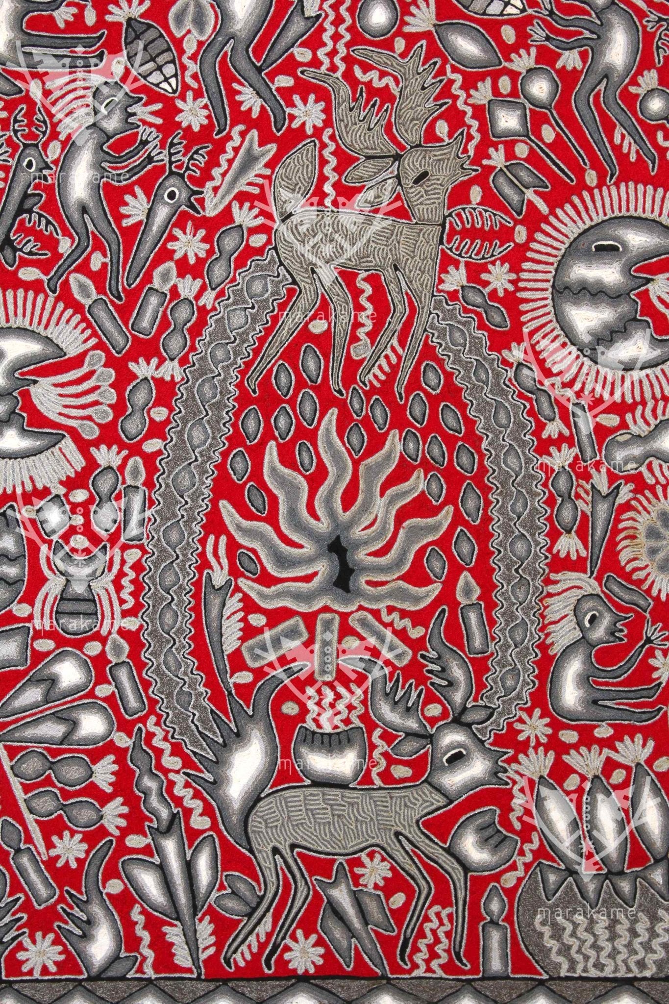 Yarn Nierika Huichol Picture - Hikuri Neixa - 200 x 200 cm. - Huichol Art - Marakame