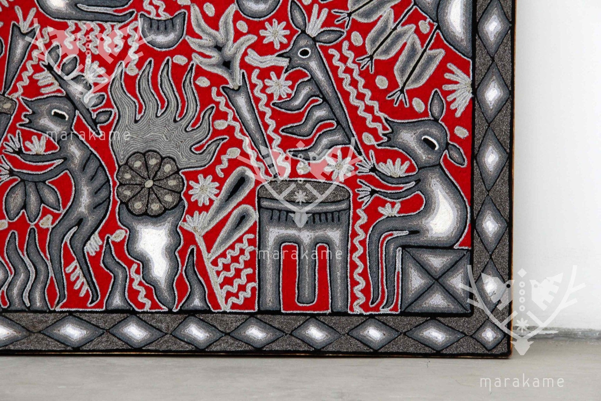 Yarn Nierika Huichol Picture - Hikuri Neixa - 200 x 200 cm. - Huichol Art - Marakame