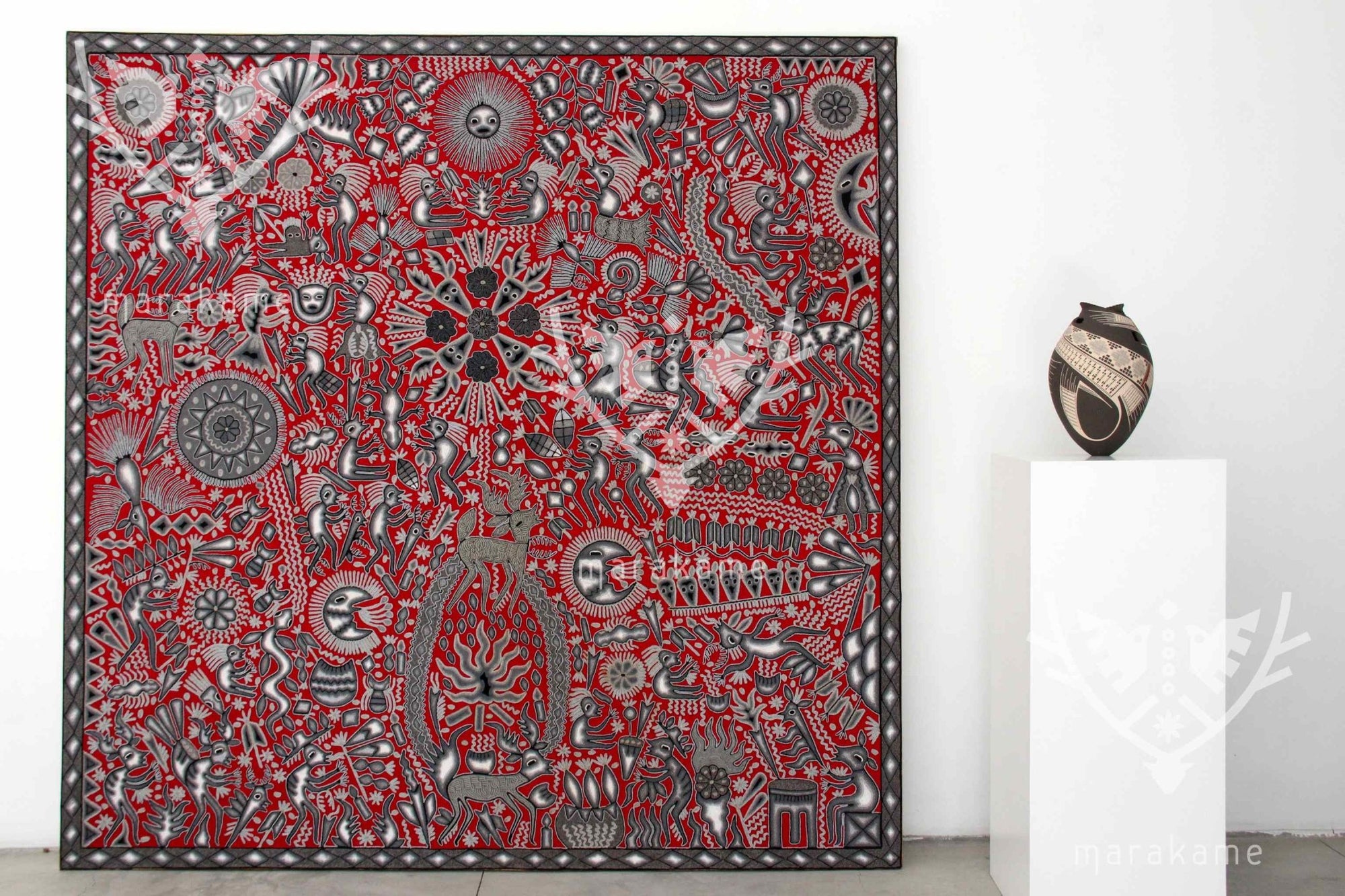 Yarn Nierika Huichol Picture - Hikuri Neixa - 200 x 200 cm. - Huichol Art - Marakame