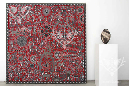 Garn Nierika Huichol Bild - Hikuri Neixa - 200 x 200 cm. - Huichol-Kunst - Marakame