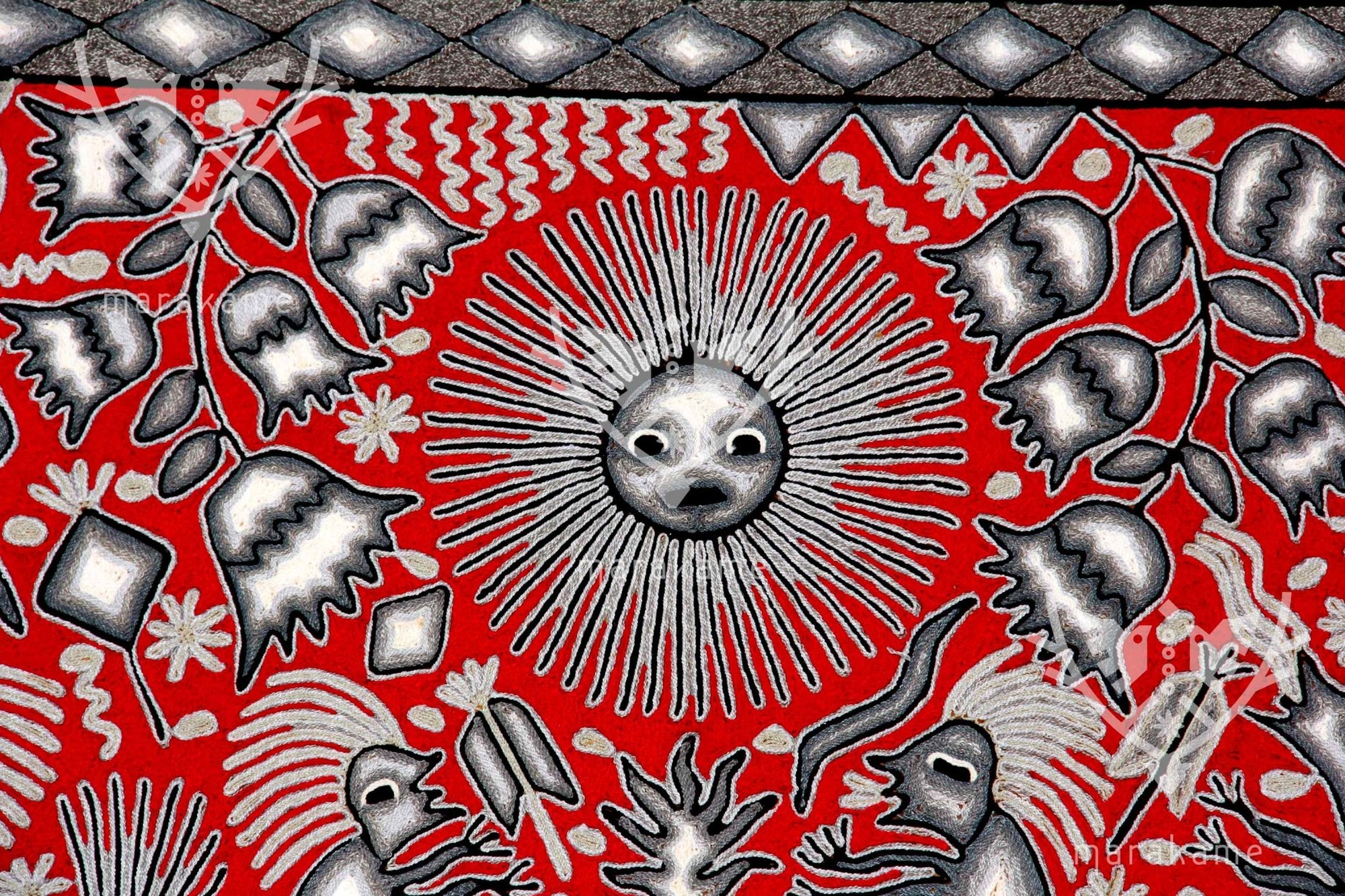 Yarn Nierika Huichol Picture - Hikuri Neixa - 200 x 200 cm. - Huichol Art - Marakame
