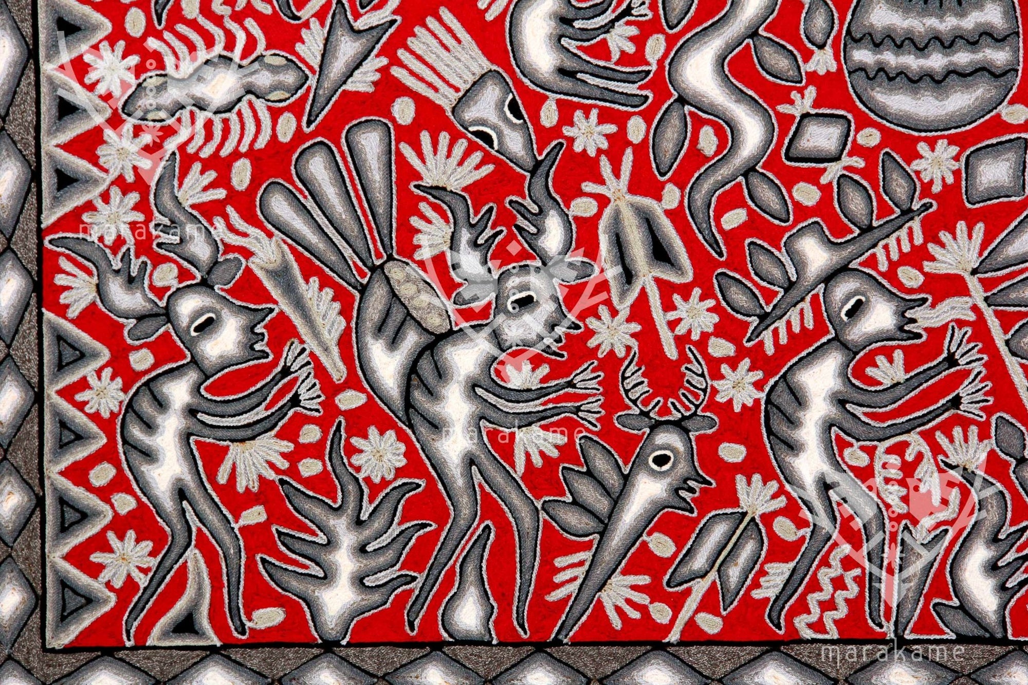 Nierika de Estambre Cuadro Huichol - Hikuri Neixa - 200 x 200 cm. - Arte Huichol - Marakame