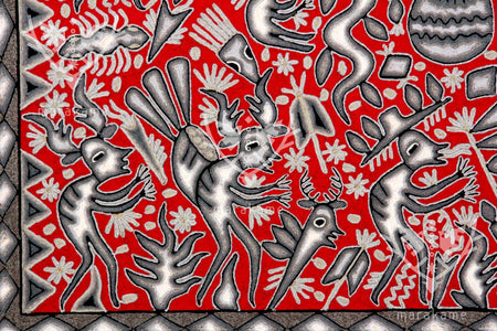 Garn Nierika Huichol Bild - Hikuri Neixa - 200 x 200 cm. - Huichol-Kunst - Marakame