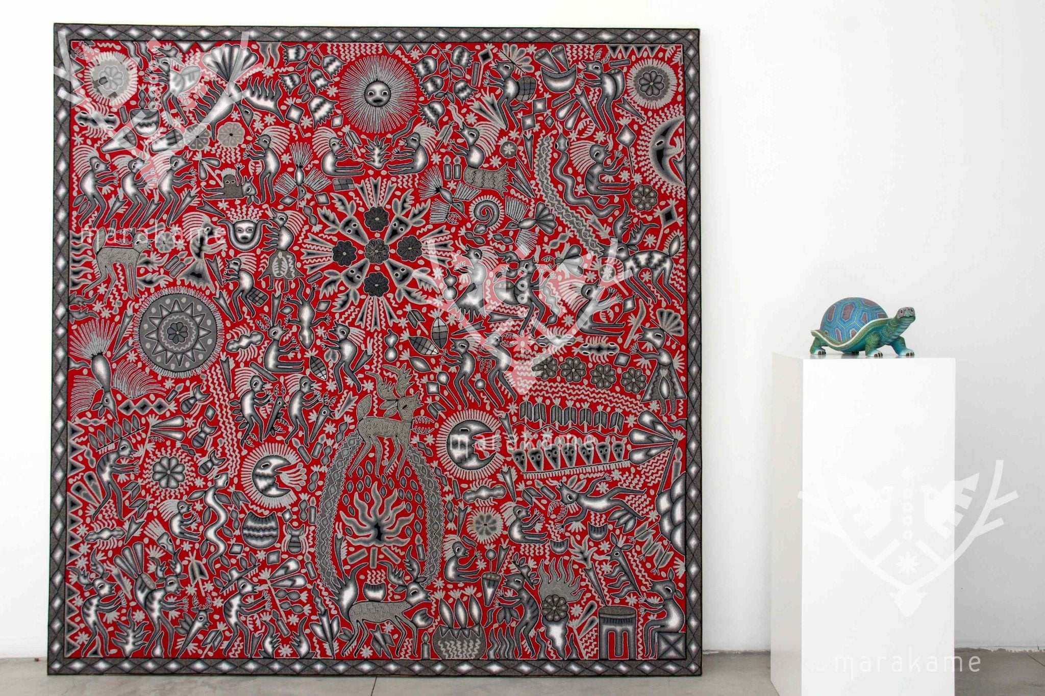 Fil Nierika Huichol Image - Hikuri Neixa - 200 x 200 cm. - Art Huichol - Marakamé