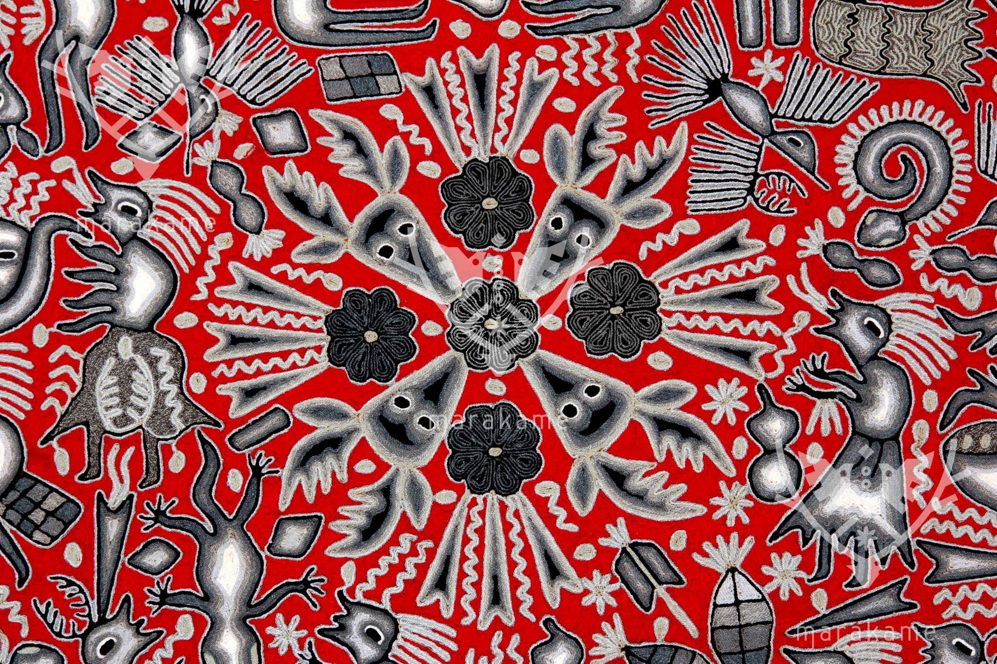 Yarn Nierika Huichol Picture - Hikuri Neixa - 200 x 200 cm. - Huichol Art - Marakame