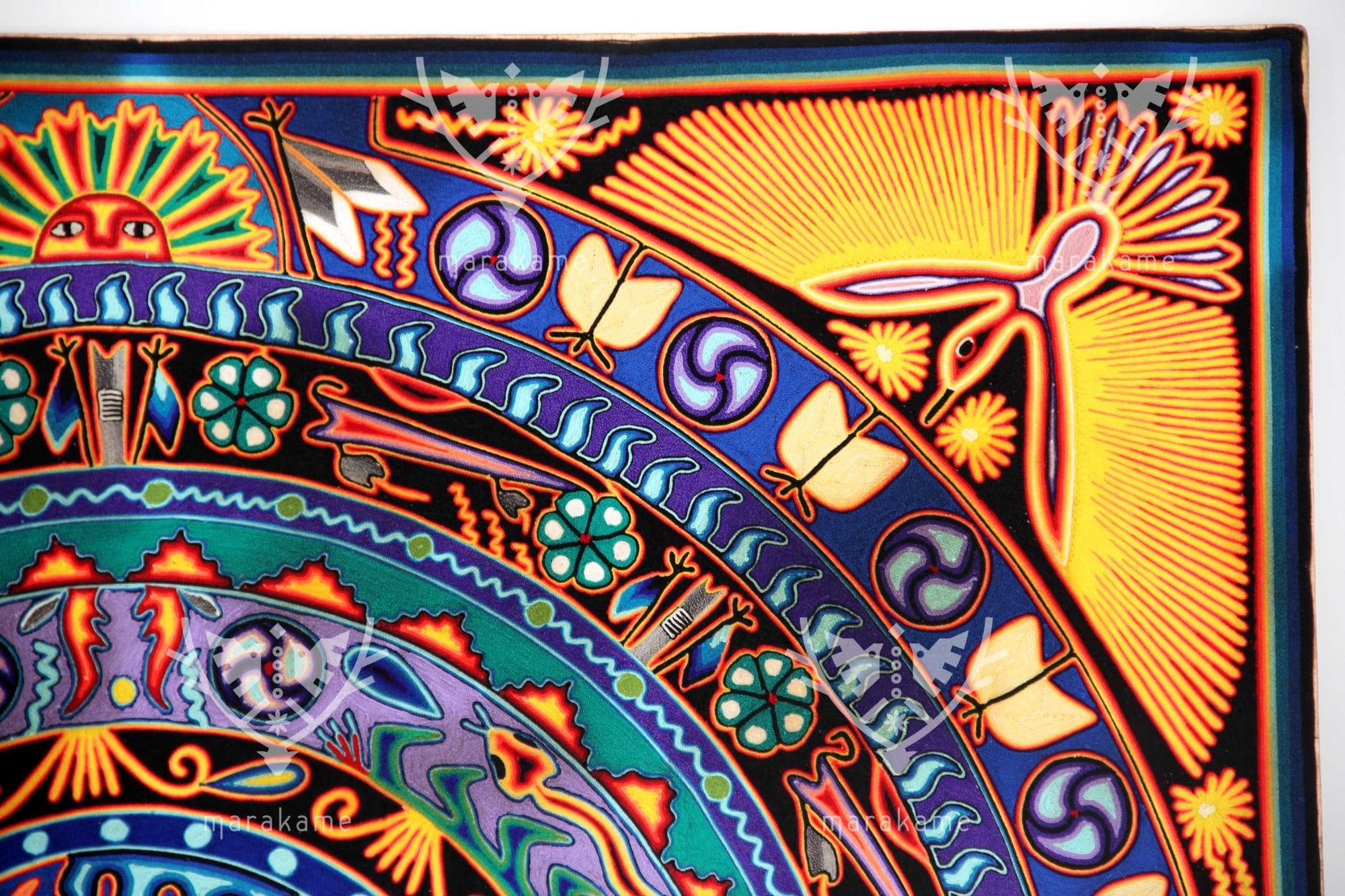 Peinture Nierika de la pire Huichol - Kieri - 150 x 150 cm. - Art Huichol - Marakamé